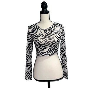 Shein- Zebra print cropped long sleeve shirt